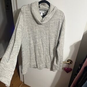 💝 2X Pure Energy Light Gray Cowl Neck Sweater Sparkle Thread